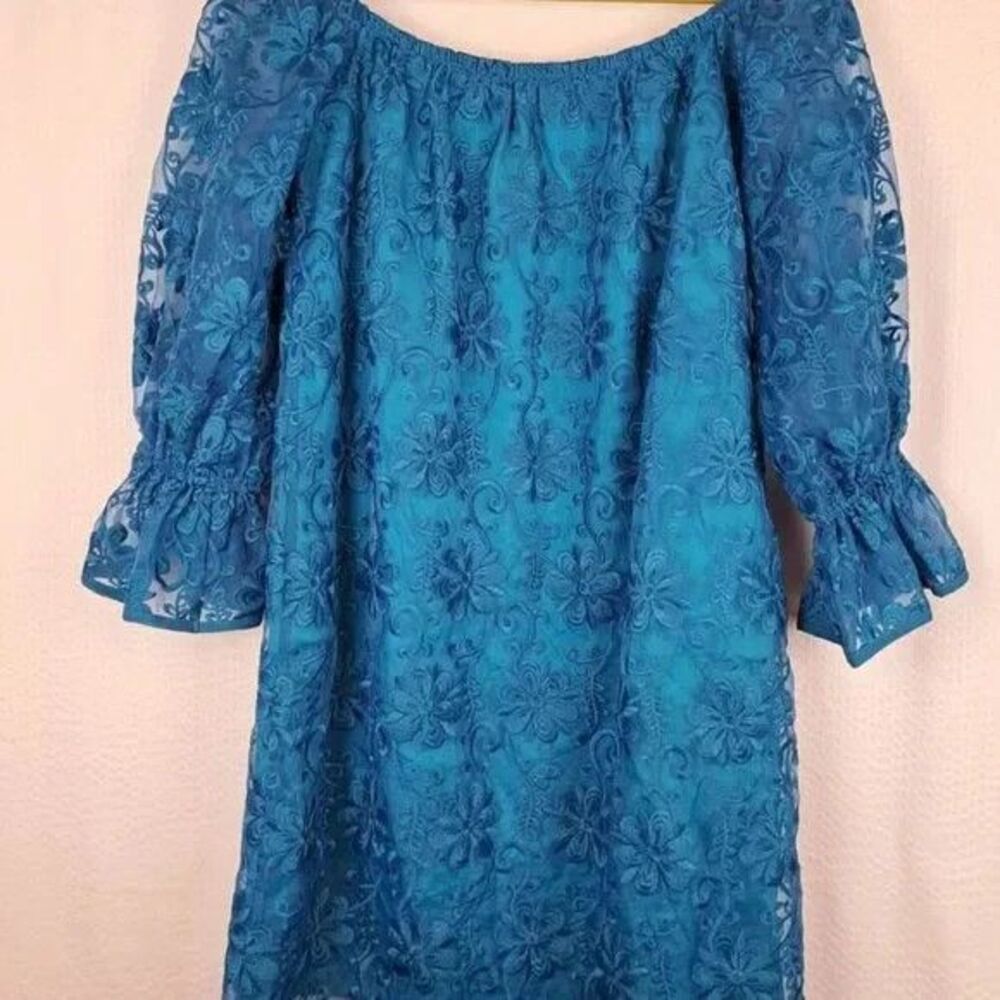 Voom By Joy Han Mini Dress Lace Overlay Made In USA Size XS Off Shoulder - Picture 10 of 11